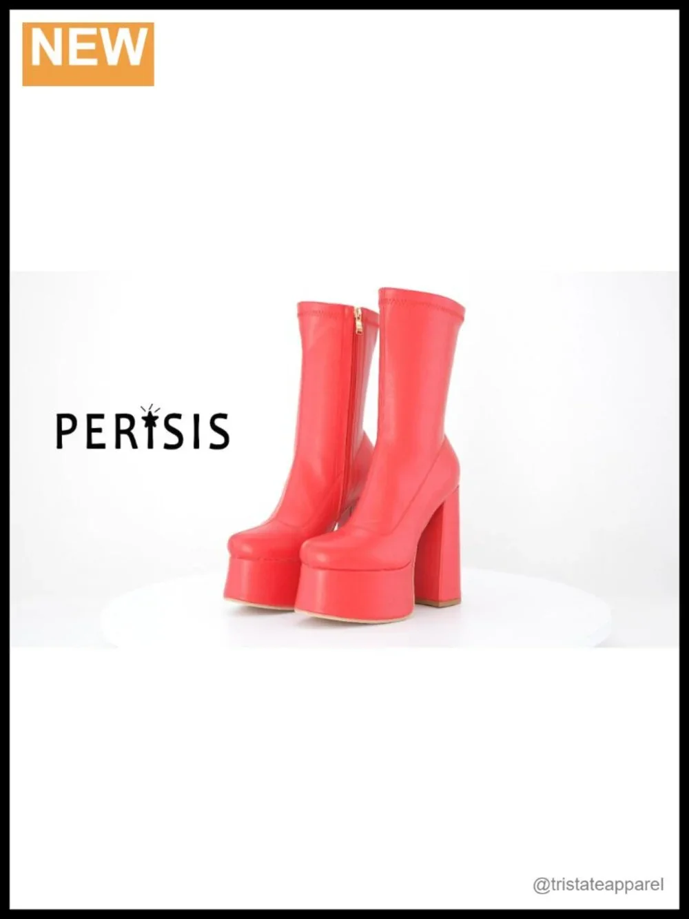Chunky Platform Ankle Boots Patent Leather Zip Closure 5.6 Inch Heel